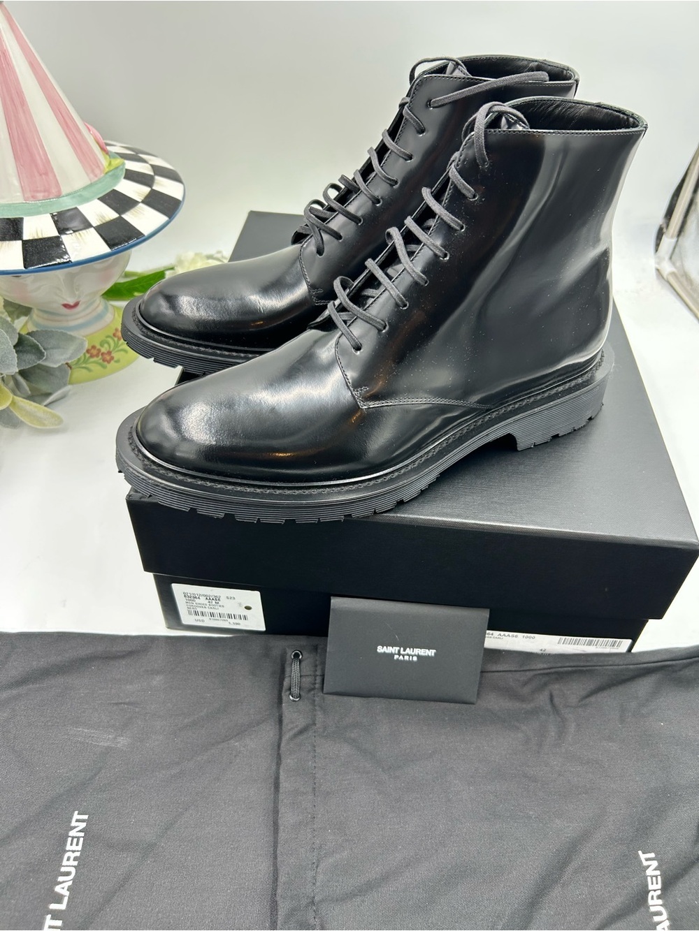 Men's Saint Laurent combat boots size 42 made in Italy NWT - Picture 6 of 12